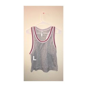 Grey and maroon tank